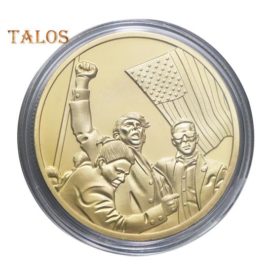 

Золотая коллекционная монета президента Америки, резной значок 47-го президента США, круглый металлический медальон, украшение для домашнего офиса золотистый