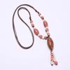 JMXD-ethnic Style Ceramic Necklace, Hand-woven Knotted Beaded Rope Chain, Non-fading Sweater Chain