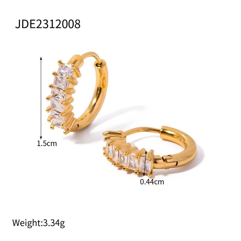 Stainless Steel Ear Clips, Women's Non-pierced Zirconia Earrings, Luxurious and High-end Style Earrings for Autumn and Winter.