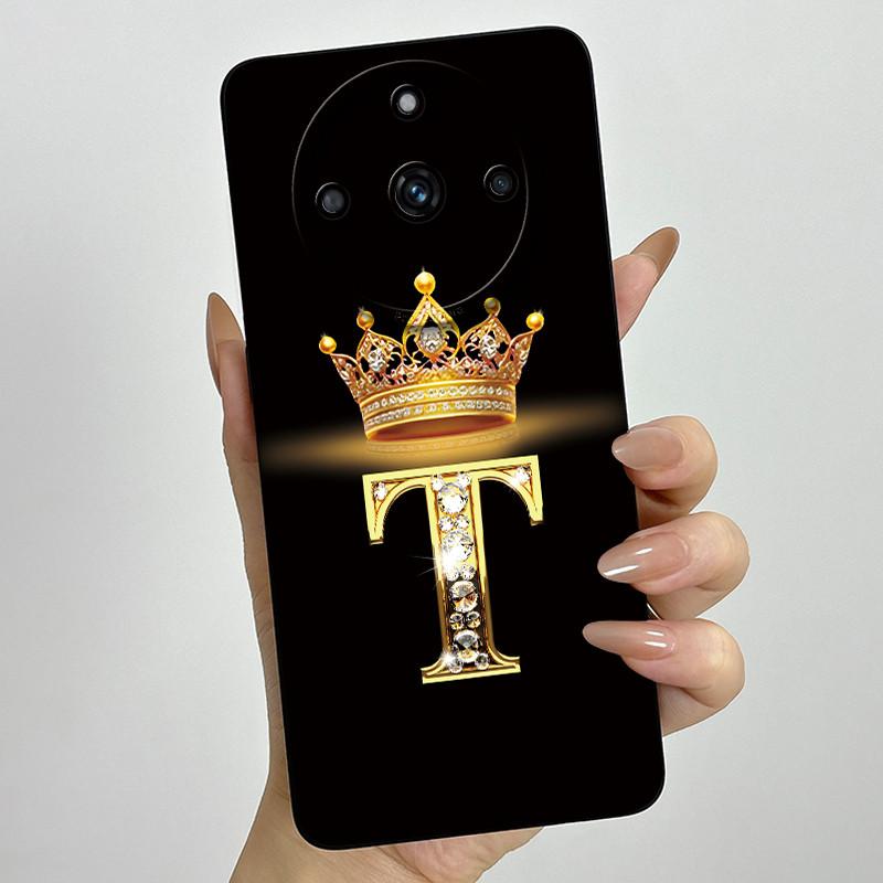 For Realme 11 Pro Plus 5G Fashion Initial Letter Couple Phone Case for Realme 11Pro 11 Pro+ Soft Silicone Lens Protective Casing
