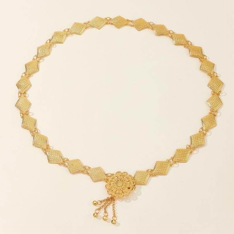 Blingbling Waist Belt Stylish Carved Floral Waist Chain Belt Elaborate Chain Belly Chain for Wedding Waist Chain