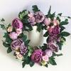 Front Door Wreath 16.5in Diameter Artificial Flowers Bright Colors Wall Floral Wreath for Decoration