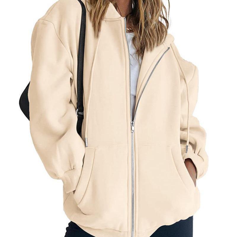 Teen Casual Zipper Hoodie with Turn-down Collar