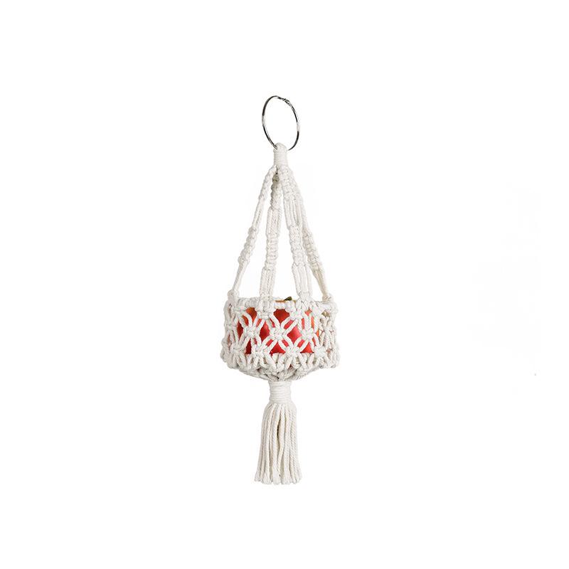 Hand-woven Bohemian Hemp Rope Hanging Basket Pendant