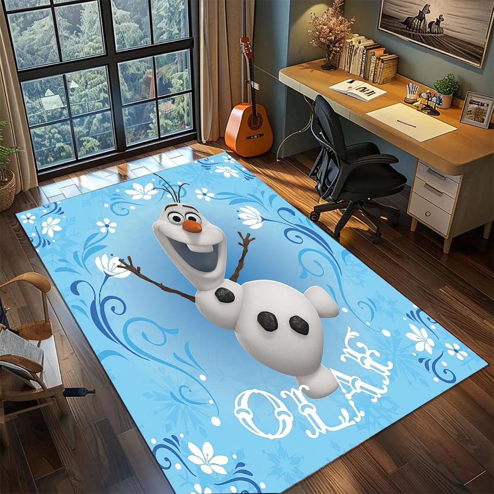 Cute Olaf Snowman Face Expression Rug Carpet Large Area Rug Non Slip Washable Floor Mat Gamer Room Bedroom Home Decor