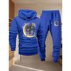 Dragon Moon Pattern Printed Hoodie Sport Set Drawstring Hoodie Versatile Running Pants Sport Two Piece Set Street Style