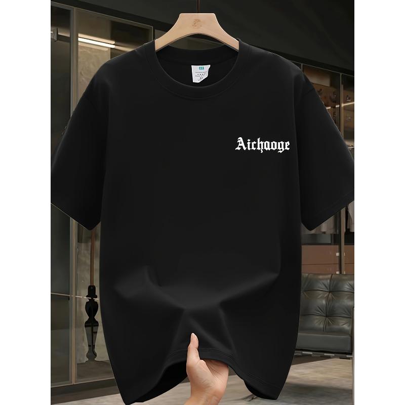 European Size Heavyweight Pure Trendy Print Short-Sleeve T-Shirt for Men, New Summer Casual Style, Loose Fit, Versatile Top In Large Sizes