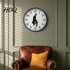 Industrial Style Wall Clock Man Silhouette Clock Silent Non-Ticking Round Hanging Decorative 12 Inch Digital Analog for Home Office Bedroom