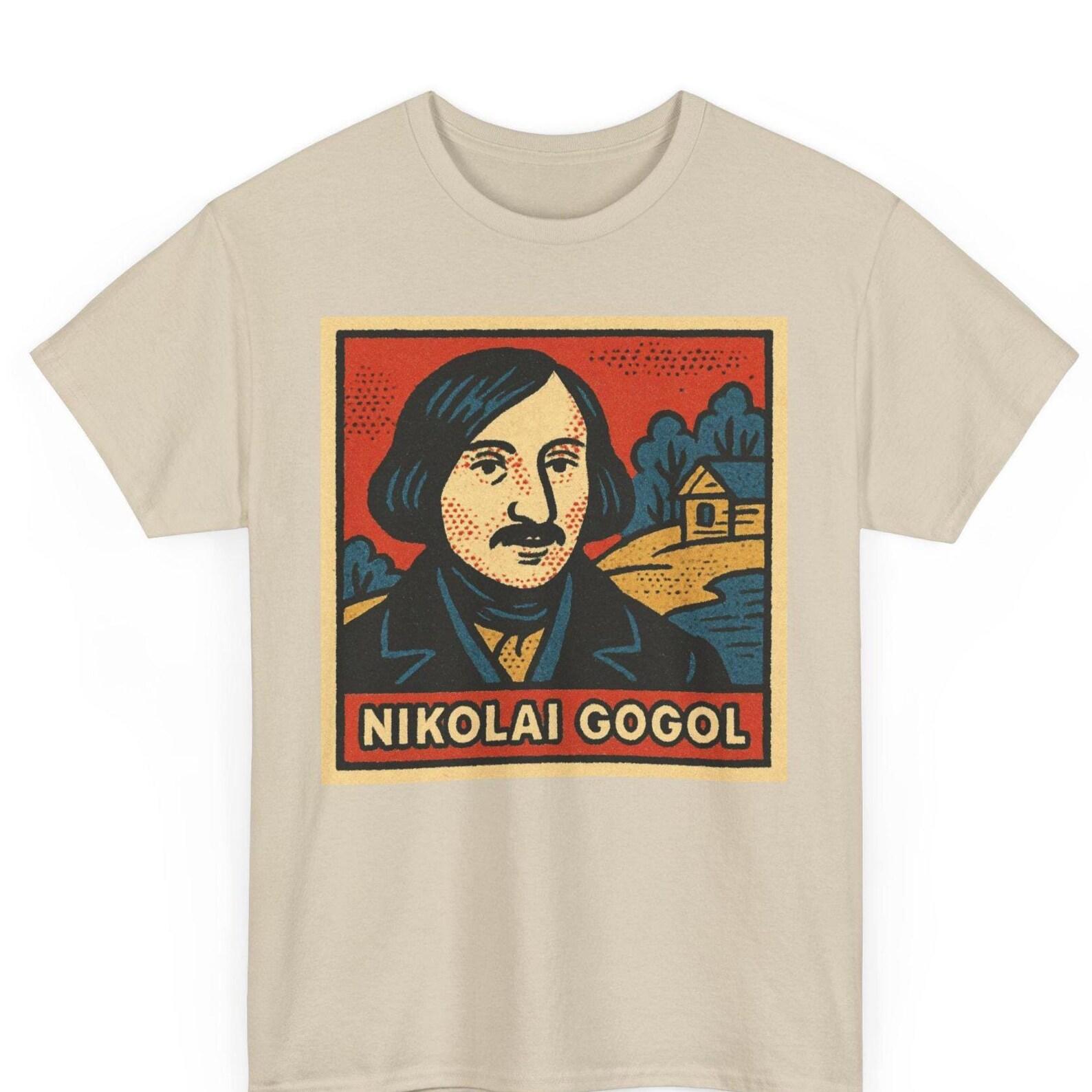 Nikolai Gogol Comic T Shirt Unisex Retro Style | Vintage Russian Satirist Graphic Tee | Bold Literary Shirt | Gift for Him Her Absurd Soul 3XL