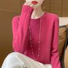TIFICY Women's Fashion Casual Fall Winter Solid Color Print Long Sleeve O-Neck Sweaters