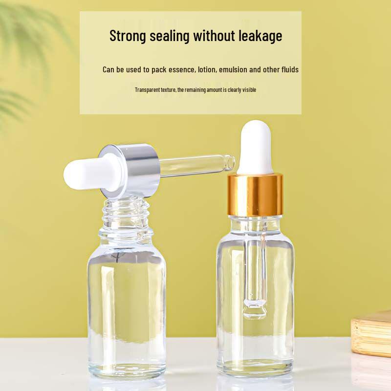 Erhältlich: 50ml klare Glasflasche für ätherische Öle, 30ml Probenflasche, Gummipipettenflasche für Seren und Kosmetika.