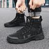 Mens High Top Boots Outdoor Desert Camouflage Boots Breathable Canvas Booties Fashion Work Ankle Boots Lace-Up High Top Sneakers