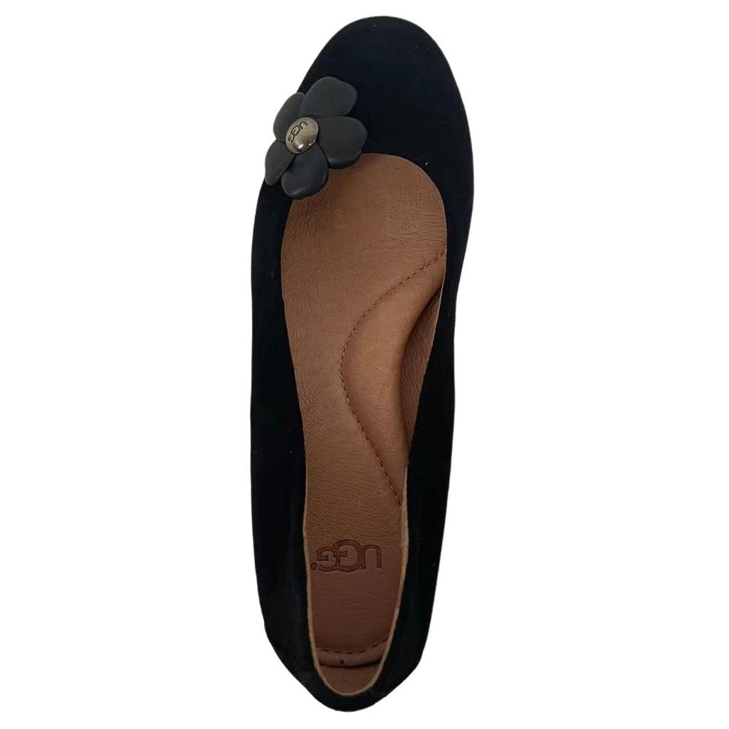 UGG Fleur Poppy Sheepskin Versatile Vintage Chunky Heels 3.5cm Women Heels Black 1092280-BLK