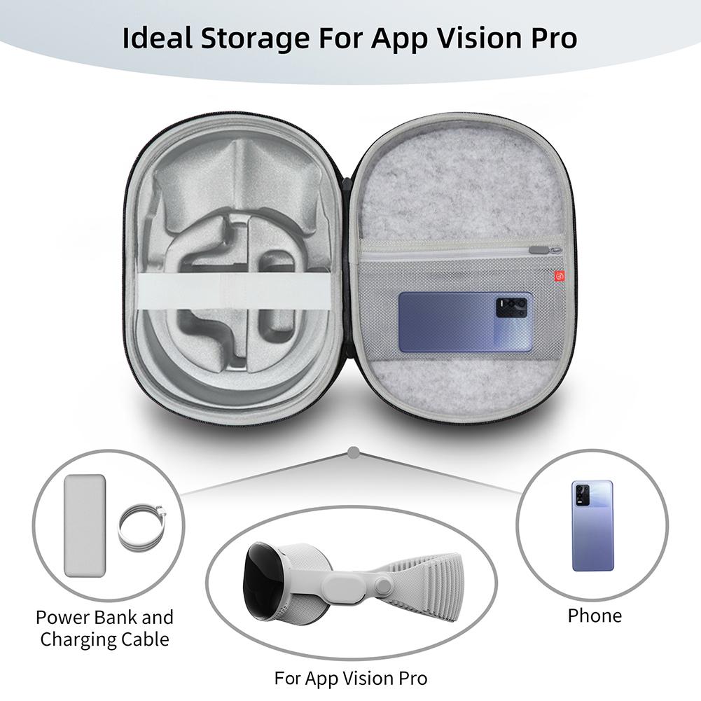 Carrying Case Shockproof Full Protective Case with Mesh Pocket Portable Travel Carry Handbag for Apple Vision Pro Case
