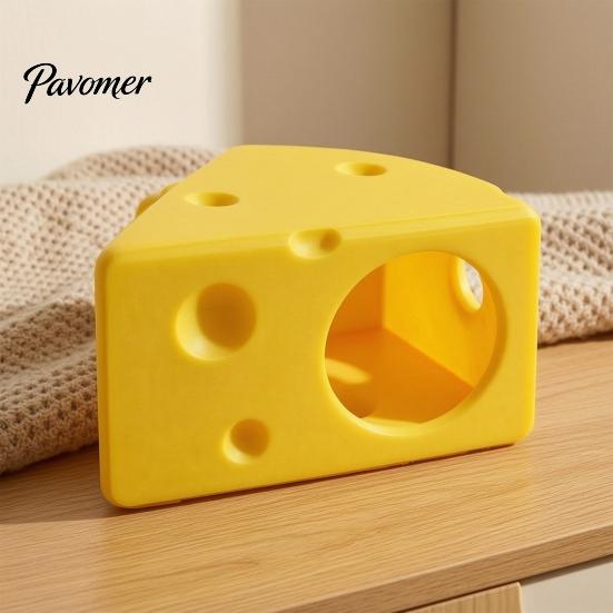 Durable Hamster Burrow Cheese Hideout, Funny Cave House, Small Pet Golden Food Bowl, Cage Accessory for Gerbils, Guinea Pigs Animal Nest