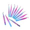 Tweezers For Eyelash Extension Colorful Stainless Steel Superhard Tweezers High Precision Anti-Static Makeup Tweezers