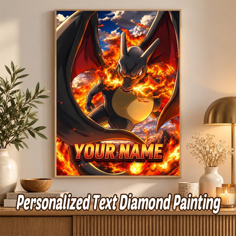 Charizard Custom Name Diamond Painting Personalized 5D Full Drill DIY Diamond Art Home Decor