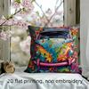 Retro Hippie Bus Colorful Flower Pillowcase 2D Flat Printed Peach Skin Vintage Camper Van Cushion Cover for Living Room Sofa