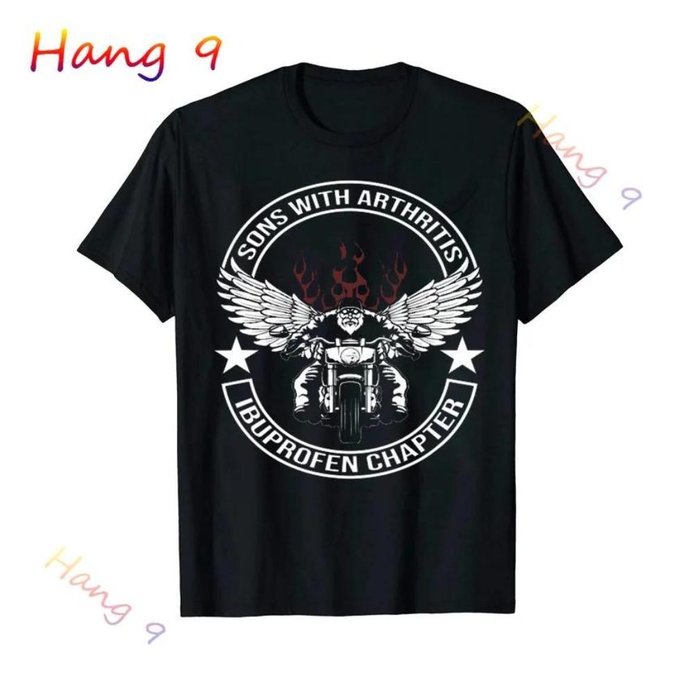 Söhne mit Arthritis Ibuprofen Kapitel Lustige Biker Schädel T Shirt Schwarz Vintage Herren Grafik T Shirts