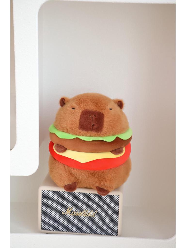 Capybara Hamburger Plush Toy Pillow - Cute Cartoon Doll Holiday Gift