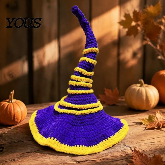 Knitting Supplies for Beginners Crochet Twisted Witch Hat DIY Kit, Fall Halloween Stress Relief Handicraft Projects Handmade Craft Kit Adults, Autumn