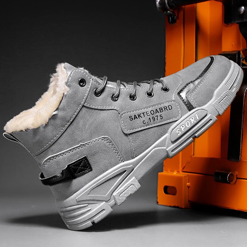 Fleece thickened snow boots men's winter cotton shoes outdoor waterproof warm Martin boots Korean version