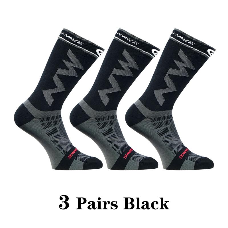 3 Pairs NW Cycling Socks Mens Outdoor Sports Running Socks Man Road Mid Tube Professional Breathable Climbing Mountain Bike Sock