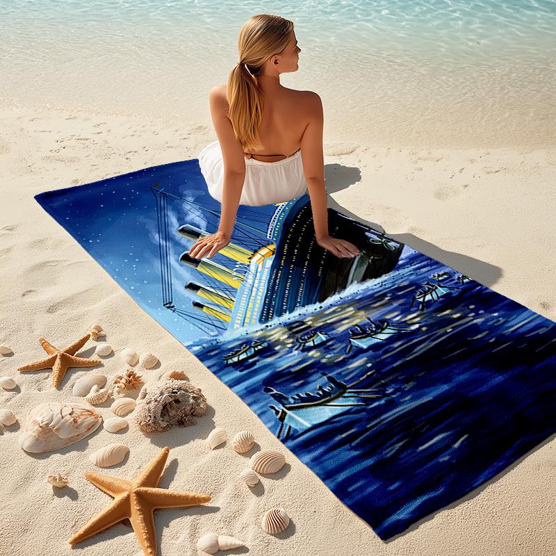 1pc Titanic1 Beach Towel, Comfortable and Thick, and Swimming/Bath/Picnic/Camping Towel, Suitable for Seaside Beaches