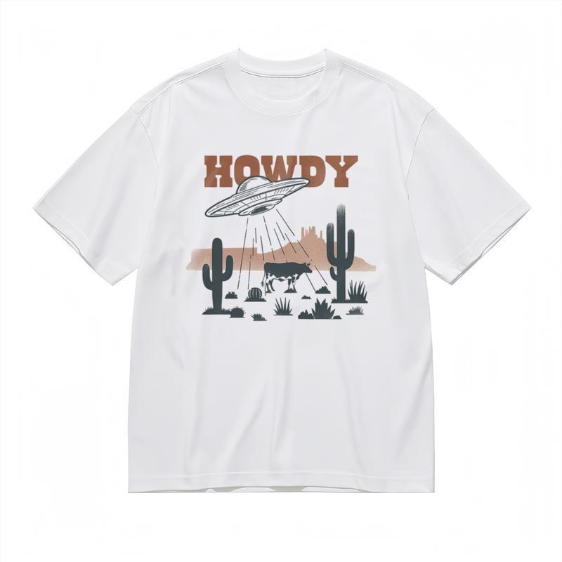 

Men s Trend Breathable Classic T-Shirt Desert Cactus Flying Saucer Art Tee 3XL