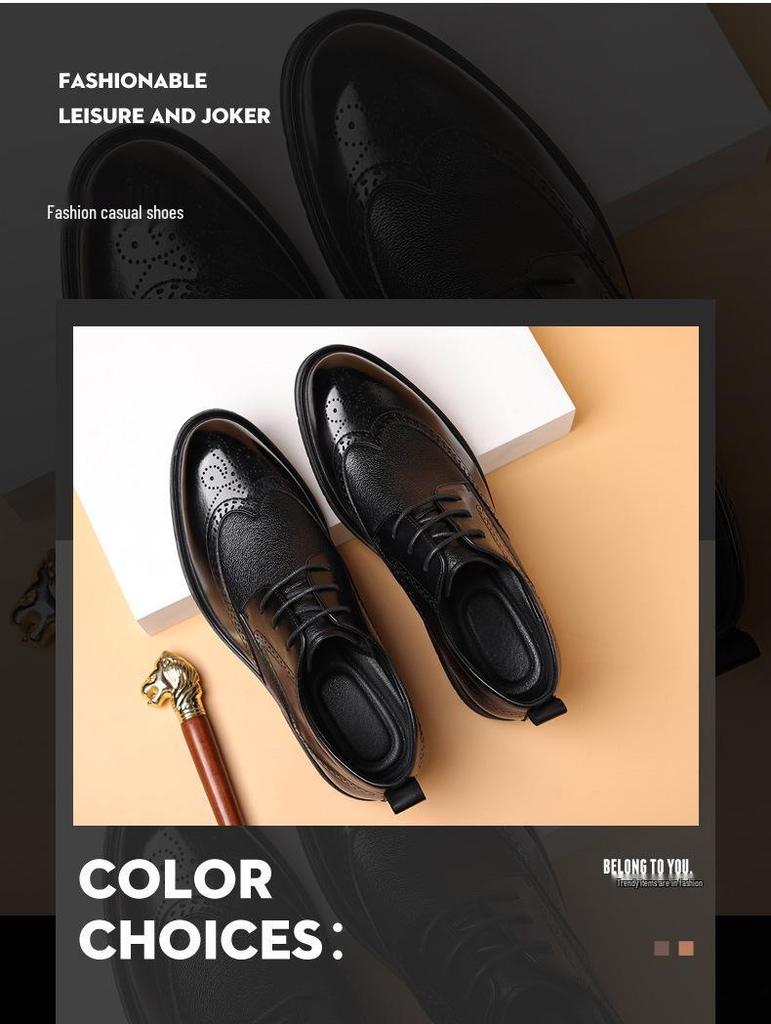 Men's Spring Business Brogue Leather Shoes - Genuine Leather Hollow Sandals