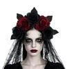 Rose Lace Headband for Women, Gothic Costume Headpiece for Halloween Parties, Cosplay Styling, Stage and Photo Looks