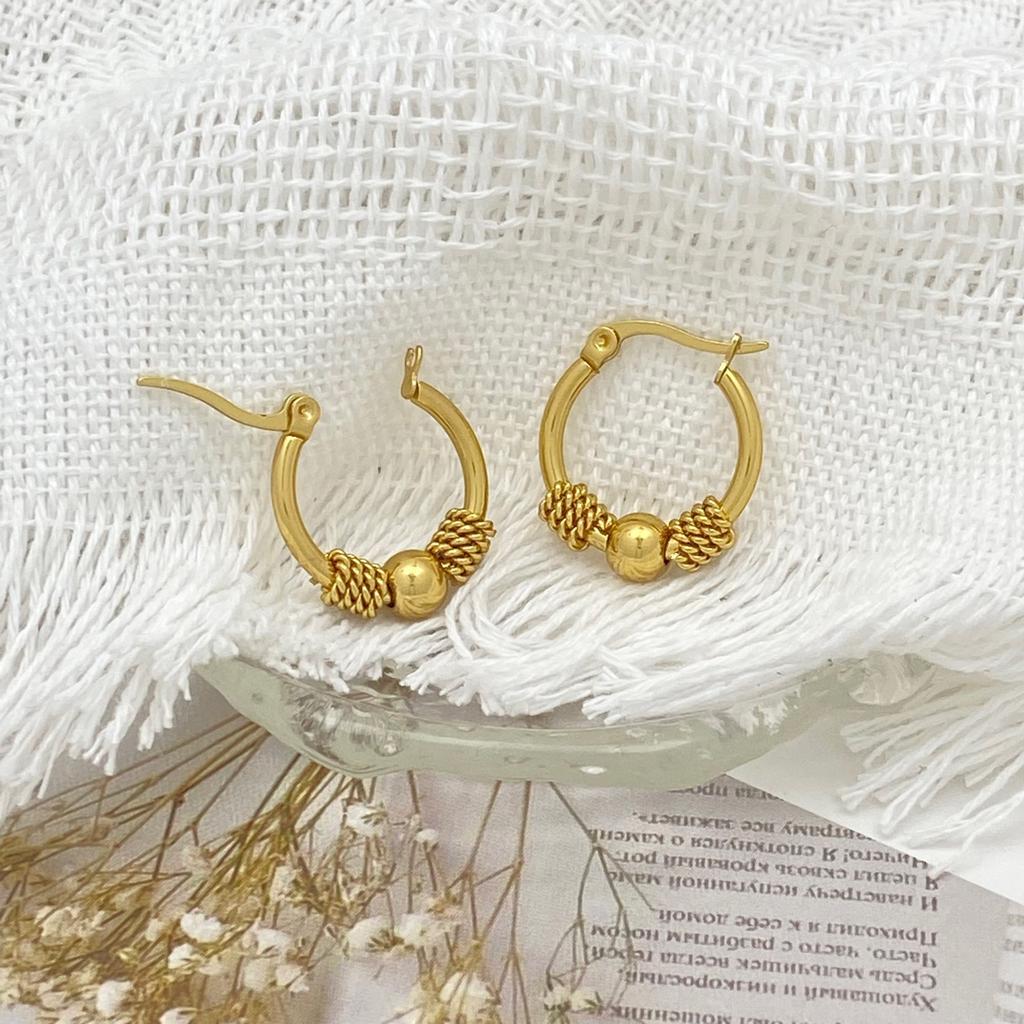 Fried Dough Twists Clip Transfer Bead Earrings, Fashionable And Versatile, Small Number Of Women'S Ear Jewelry