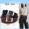 Simple Solid Color Silver Square Buckle Womens Belt Casual Versatile And