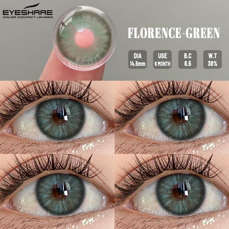 Eyeshare 2pcs Color Contact Lenses for Eyes Aurora Blue Green Colored Lenses Yearly Cosmetic Contact Lens for Eyes Beauty Makeup