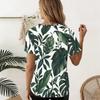 Women Plus Size U Neck Short Sleeve Tropical Floral Leaf Printed T Shirt Curved Hem Casual Tops