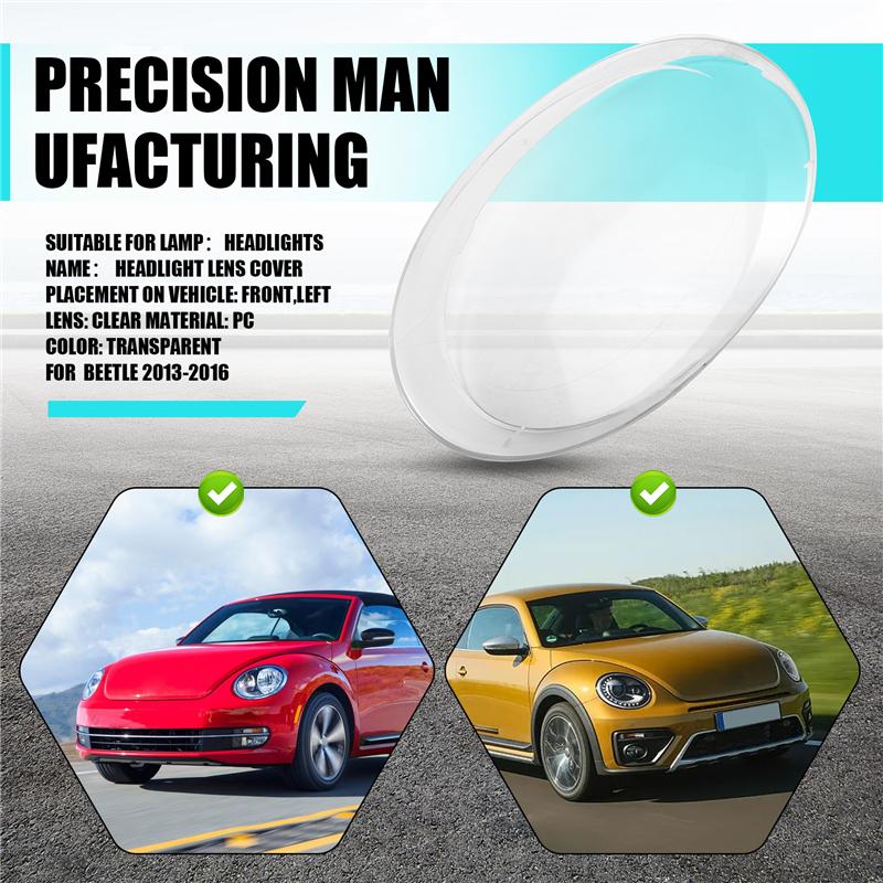 Headlight Cover For VW Beetle Lamp Shade Headlight Lens For VW Transparent Lens Cover Left Transparent Right