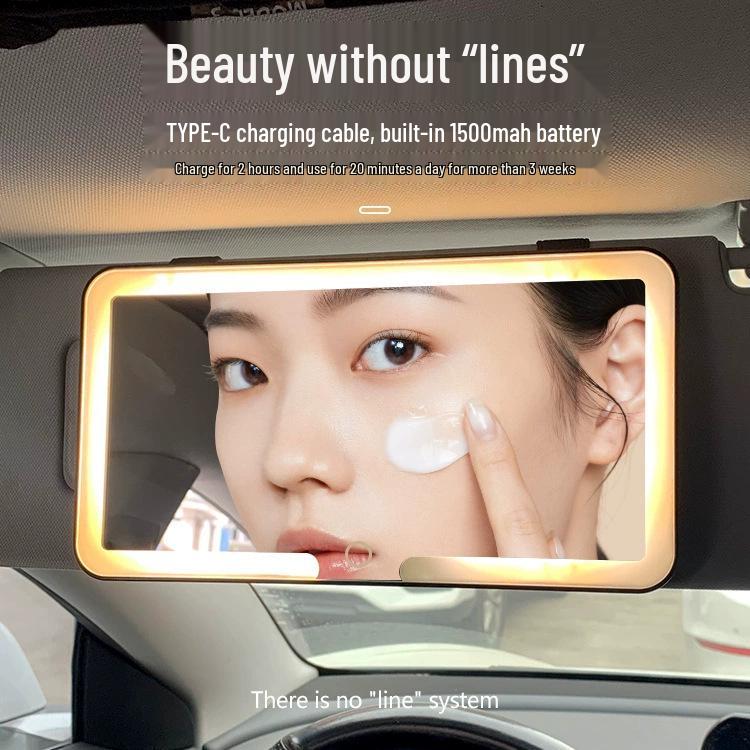 LED Light Car Sun Visor Makeup Mirror - Shatterproof HD Interior Dressing Mirror