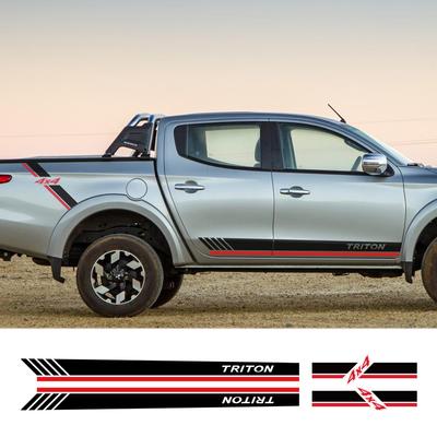 4 Uds pegatinas de coche puerta lateral maletero trasero 4X4 gráficos de rayas para Mitsubishi l200 Triton vinilo calcomanía Pickup Tuning