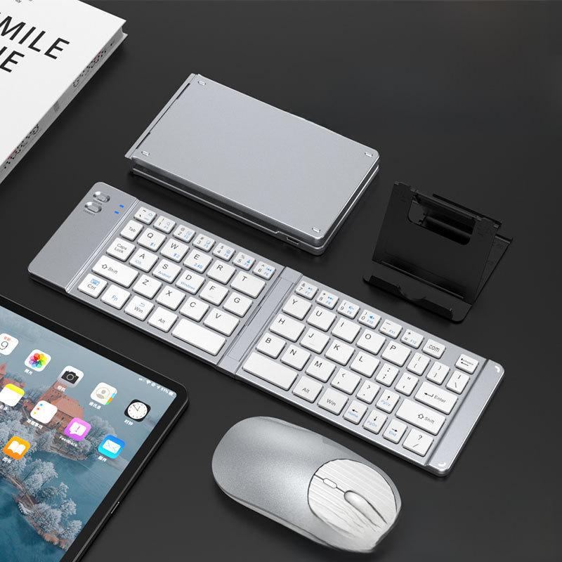 

Yixin 919 двухрежимная складная клавиатура и мышь Bluetooth и 2.4G, зарядка Type-C, совместимость с планшетами Suit серебряный/белый