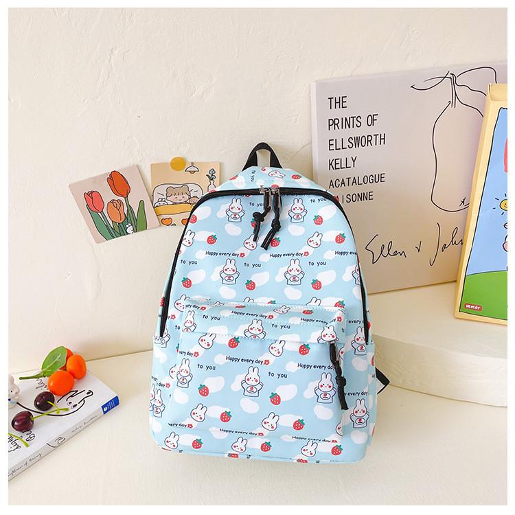 Trendy Kids Nylon Backpack With Cute Cartoon Print Breathable Stylish Design