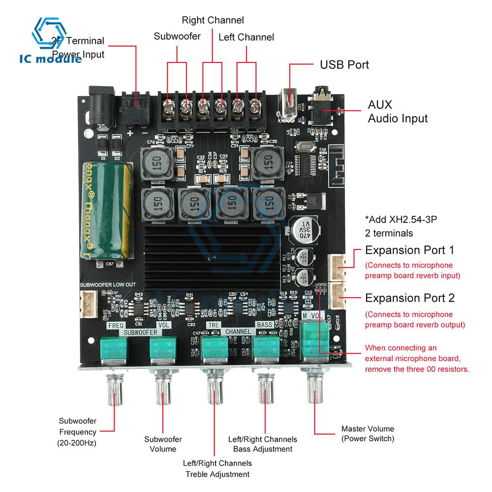 DC 12-24V TB21H BT 5.1 Subwoofer Amplifier Board 50W+50W+100W 2.1 channel digital amplifier module Stereo Bass AMP TPA3116D2