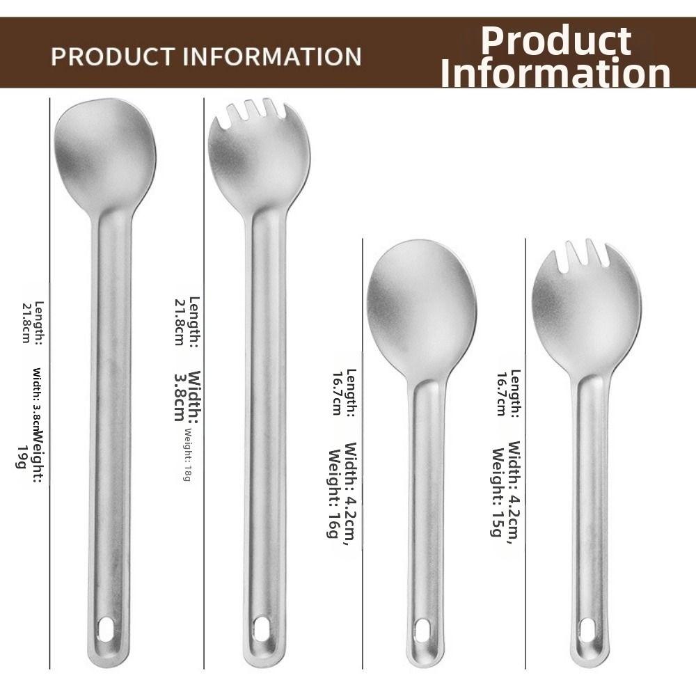 Long Handle Titanium Spoon Fork Portable Picnic Utensils Spoon Fork  Outdoor Travel Supplies