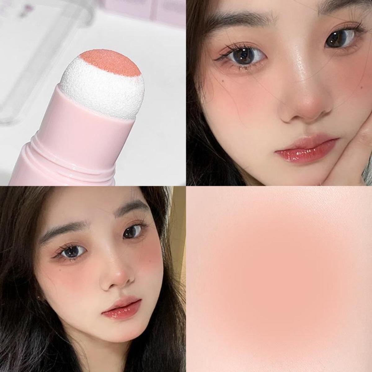 

COD 4 цвета Румяна Водонепроницаемая фиксированная головка Губка Удлиненная объемная губкаУниверсальная пудра-румяна-стик/подсветка матовая отделка