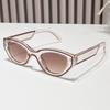 Schwarz-Weiß Kontrastierende Cat-Eye Sonnenbrille, Retro Personalisierte Schmalrand-Sonnenbrille, Damen Street Photography Tragende Dekorationsbrille >