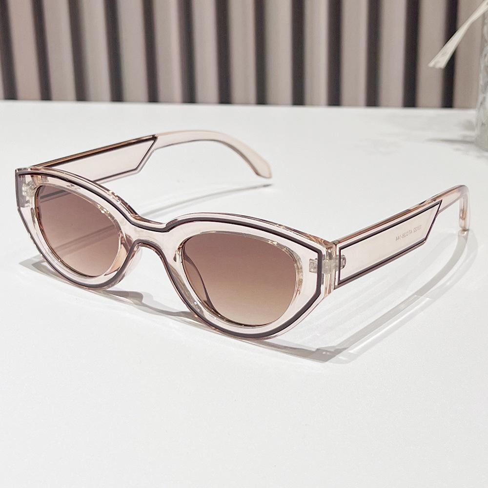 Schwarz-Weiß Kontrastierende Cat-Eye Sonnenbrille, Retro Personalisierte Schmalrand-Sonnenbrille, Damen Street Photography Tragende Dekorationsbrille >