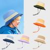 Outdoor Kids Sun Hat Summer Sun Protection Windproof Fishman Hat Adjustable Solid Color Blocked Versatile Travel Basin Hat