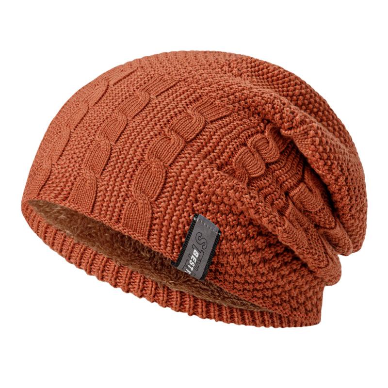 

Новые теплые зимние шапки на меховой подкладке, стильная шапка-бини для мужчин и женщин, уличная модная лыжная вязаная шапка 56cm-62cm оранжевый