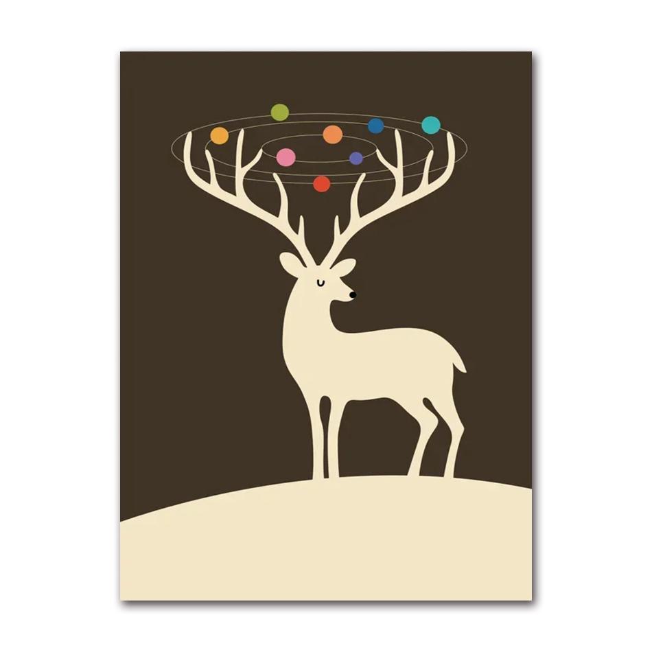 Canvas Painting Nordic Child Poster Fox Elk Raccoon Koala Cartoon Animal Print Modular Wall Art Pictures for Kids Room Decor