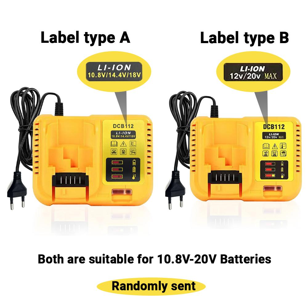 DCB112 2A Lithium Battery Charger For Dewalt 10.8V 12V 14.4V 18V 20V DCB206 DCB205 DCB204 DCB203 DCB120,DCB107 DCB115 DCB105