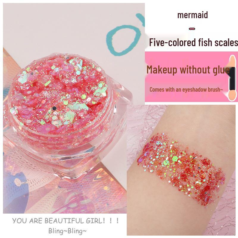 Star Glitter Gel Eyeshadow Palette with Crystal Sparkles Eyelid Patches - No Glue Needed